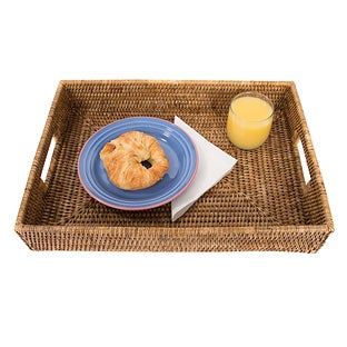 Artifacts Trading Company Rectangular Tray-Cutout Handle White Wash